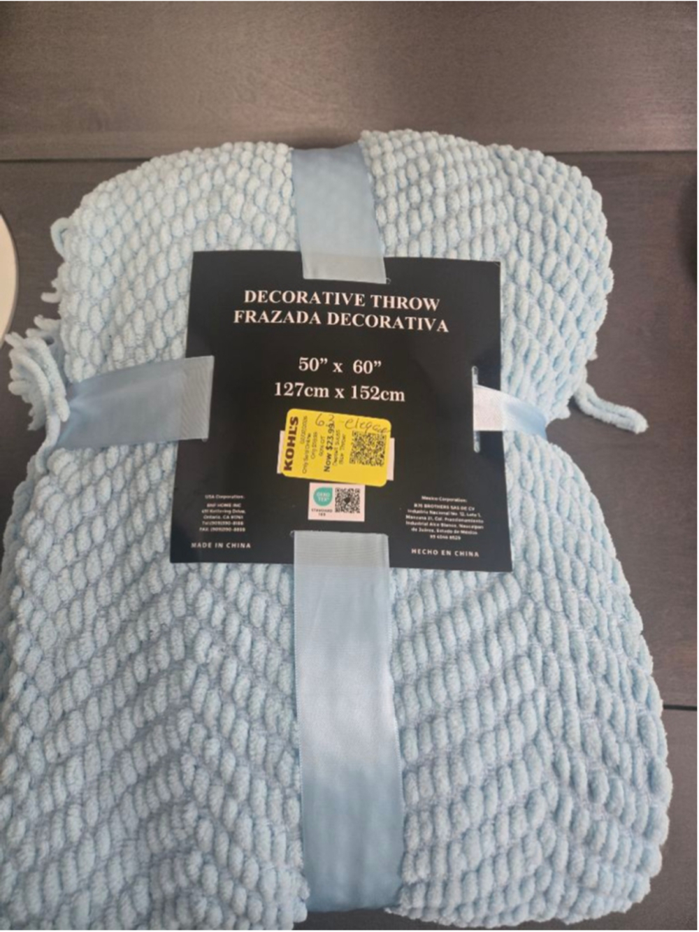 Kohl's Light Blue Decorative Throw Blanket One Size